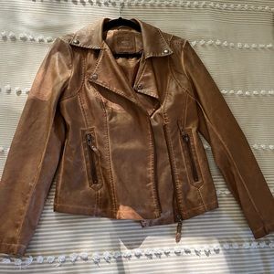 Max Studio faux brown leather jacket, size Small